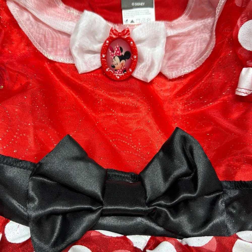 Disney Minnie Mouse Costume Dress w Ears Red Polka Dot Girls Size 3T-4T - Picture 3 of 4